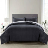 Black Luxury Embossed Stripe Duvet Cover