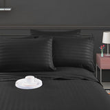 Black Luxury Embossed Stripe Duvet Cover