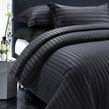 Black Luxury Embossed Stripe Duvet Cover
