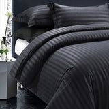 Black Emboss Luxury Stripe Comforter Set