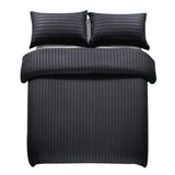 Black Luxury Embossed Stripe Duvet Cover