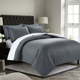 Charcoal Emboss Luxury Stripe Comforter Set