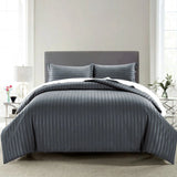 Charcoal Emboss Luxury Stripe Comforter Set