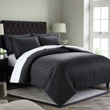 Black Luxury Embossed Stripe Duvet Cover