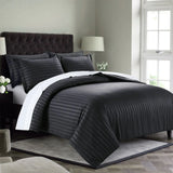 Black Emboss Luxury Stripe Comforter Set