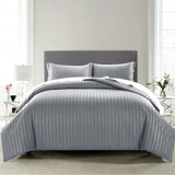 Grey Luxury Embossed Stripe Duvet Cover