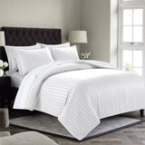 White Embossed Luxury Stripe Duvet Cover Set