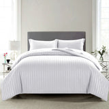 White Embossed Luxury Stripe Duvet Cover Set