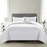 White Emboss Luxury Stripe Comforter Set