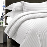 White Embossed Luxury Stripe Duvet Cover Set