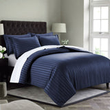 Blue Luxury Embossed Stripe Duvet Cover