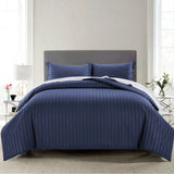 Blue Luxury Embossed Stripe Duvet Cover