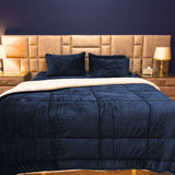 Fleece Sherpa Bedding Set-Navy