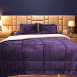 Fleece Sherpa Bedding Set-Plum