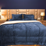 Fleece Sherpa Bedding Set-Haze Blue