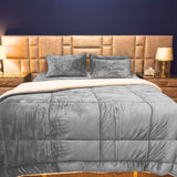 Fleece Sherpa Bedding Set-Silver