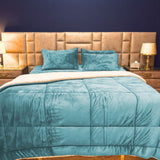 Fleece Sherpa Bedding Set-Teal