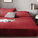 Fleece Sherpa Bedding Set-Burgundy