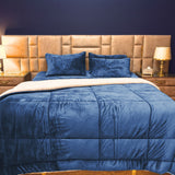 Fleece Sherpa Bedding Set-Haze Blue