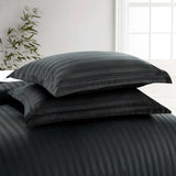 Black Emboss Luxury Stripe Comforter Set