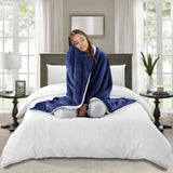 Fluffy  Warm Sherpa Blanket Navy Blue