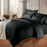 Black Luxury Embossed Stripe Duvet Cover